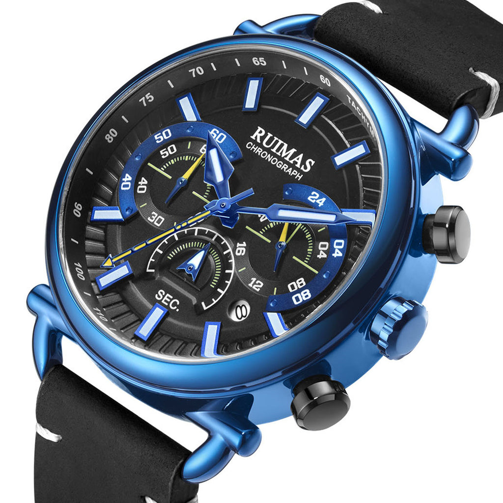 RUIMAS Men Luxury Sport Watches Leather Bracelet Quartz Wristwatch Luminous Clock Watch Calendar Relogio Masculino 585