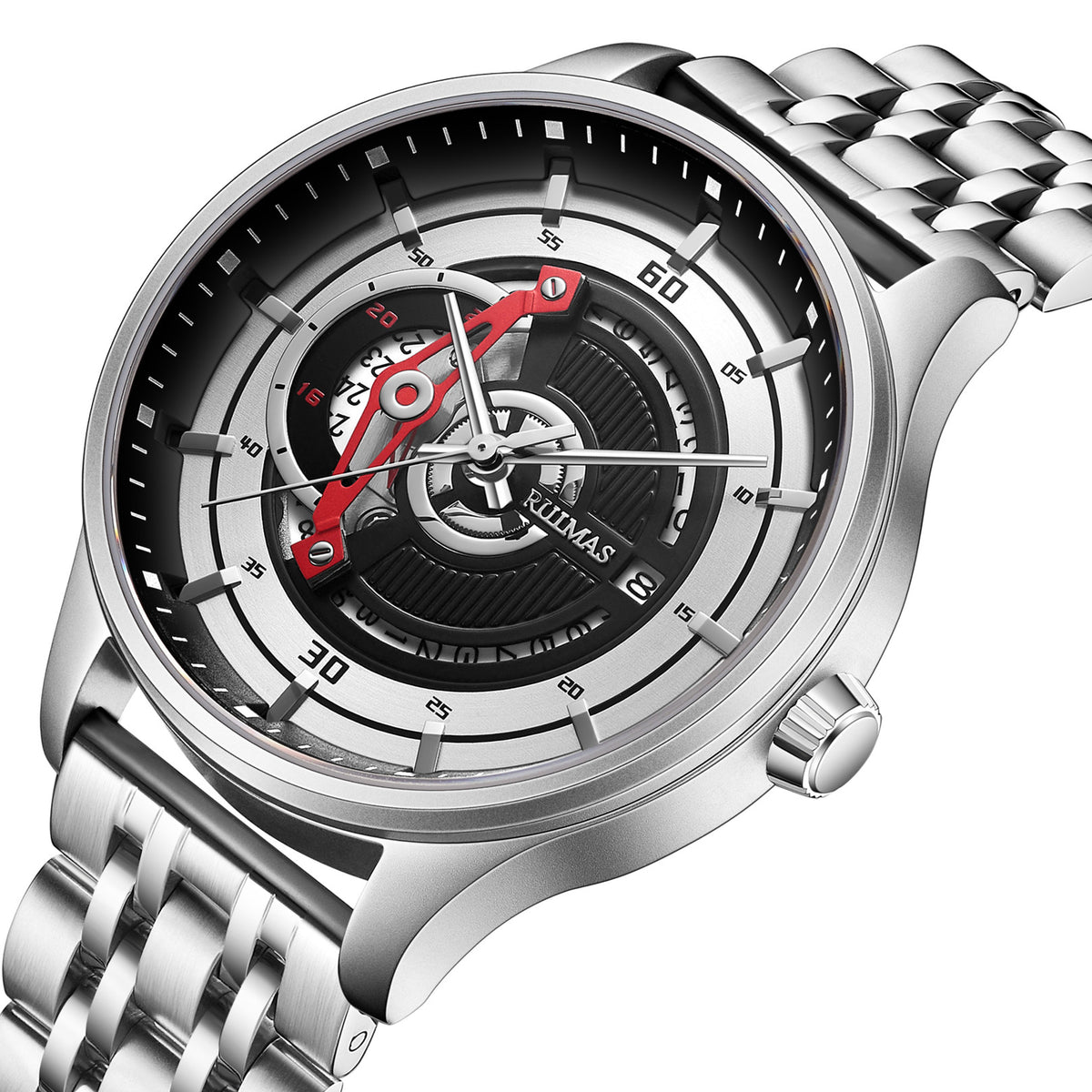 RUIMAS Luxury Business Watches for Mens Fashion Stainless Steel Automatic Mechanical Watch Waterproof Date Wristwatch Clock 6786