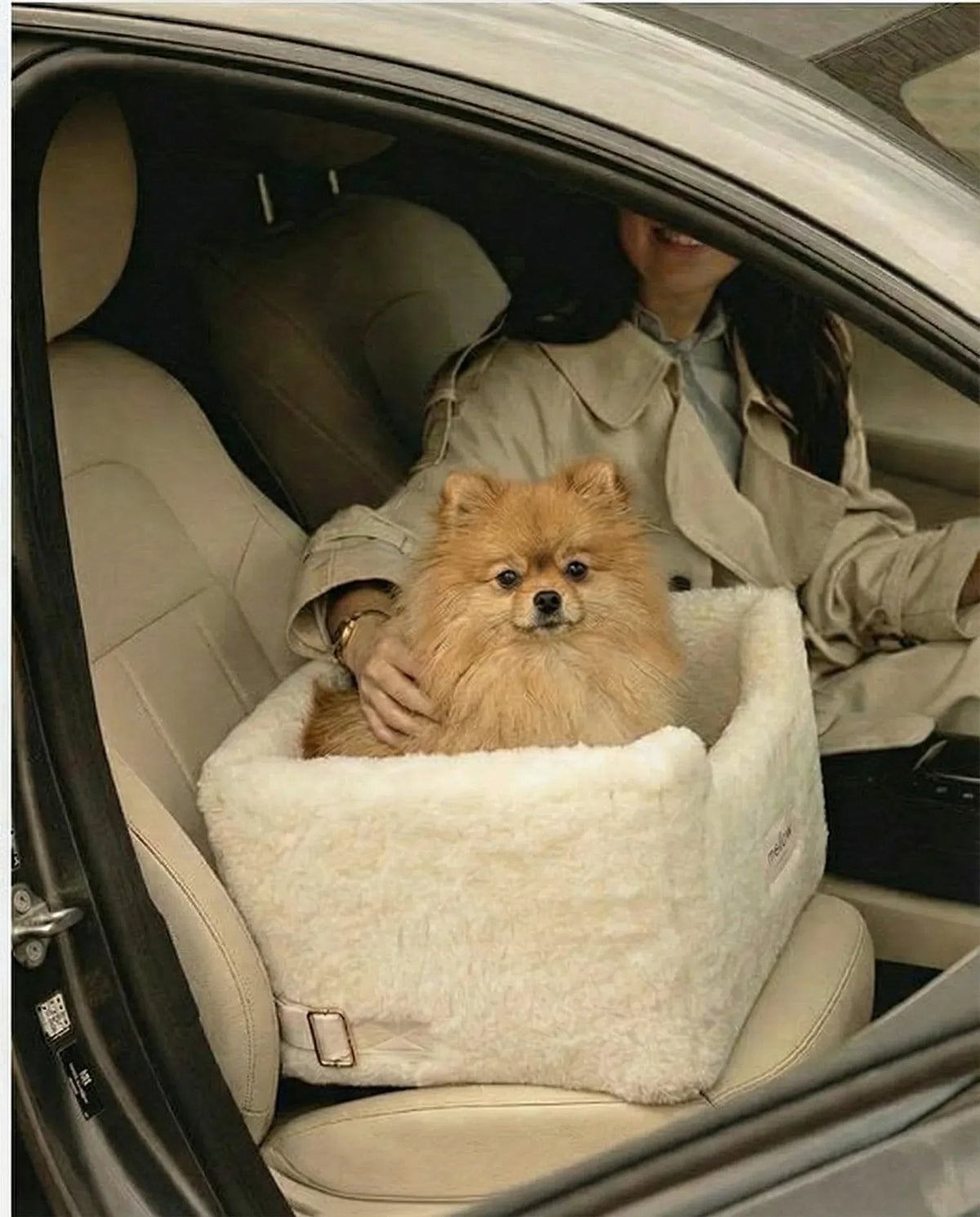 Natural Wool Dog Carrier - White