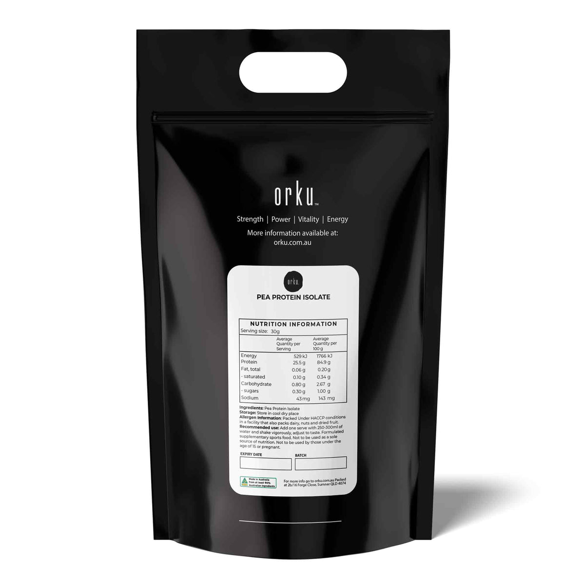 Orku Pea Protein Isolate Powder - High Protein Plant Based Unsweetened
